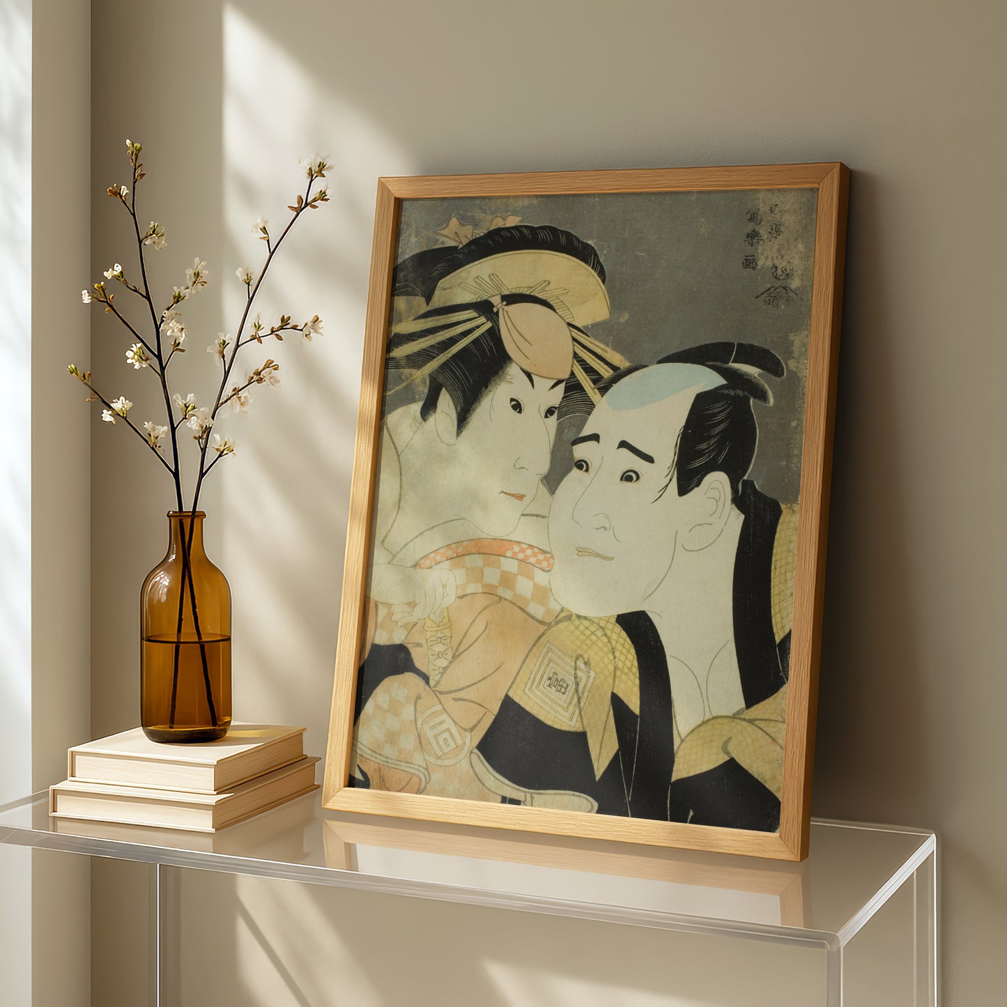 The Actors Ichikawa Tomiemon (R) as Kanisaka Toma and Sanogawa Ichimatsu III (L) as the Gion Prostitute Onayo by Toshusai Sharaku | Premium Art Print