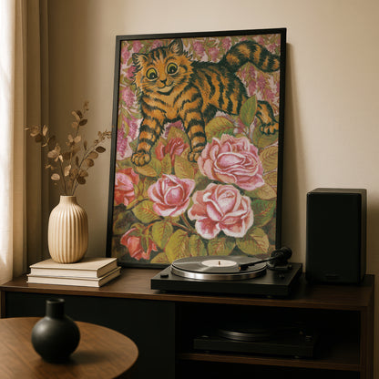 Louis Wain Cat Print | Cat Poster | Giclée Fine Art Print | "The Rose Kitty Which Has No Thorns"