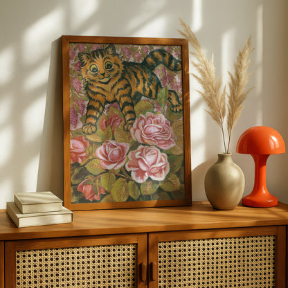 Louis Wain Cat Print | Cat Poster | Giclée Fine Art Print | "The Rose Kitty Which Has No Thorns"