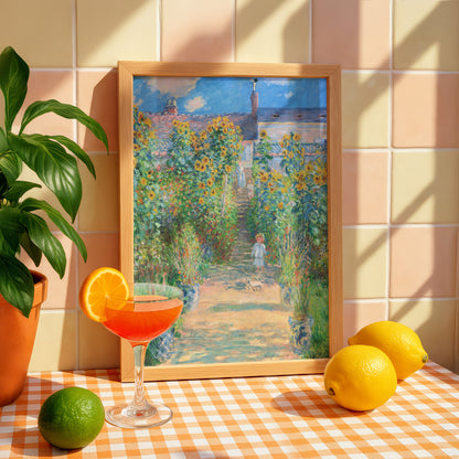 Monet The Artist's Garden at VŽtheuil Art Print | Giclee Fine Art Reproduction | Impressionist Wall Decor