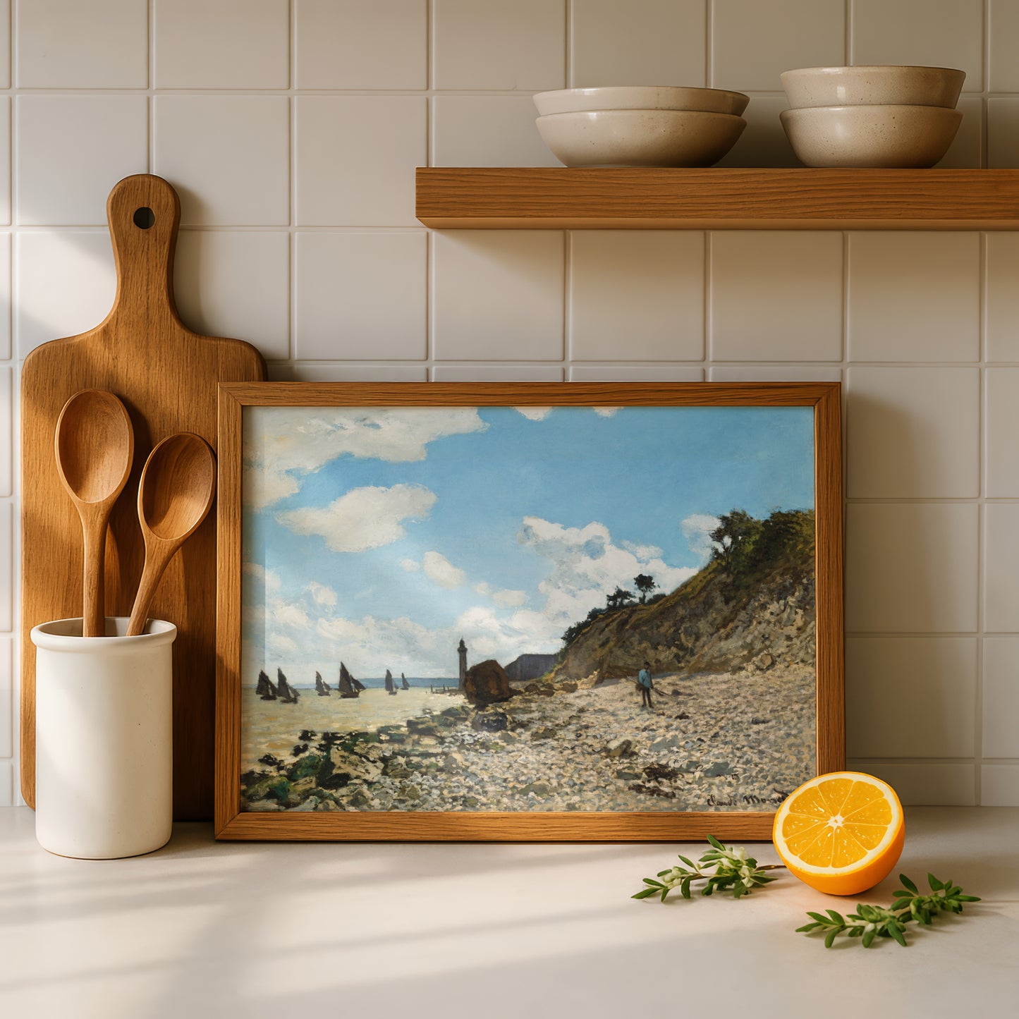 Monet The Beach at Honfleur Art Print | Giclee Fine Art Reproduction | Impressionist Wall Decor