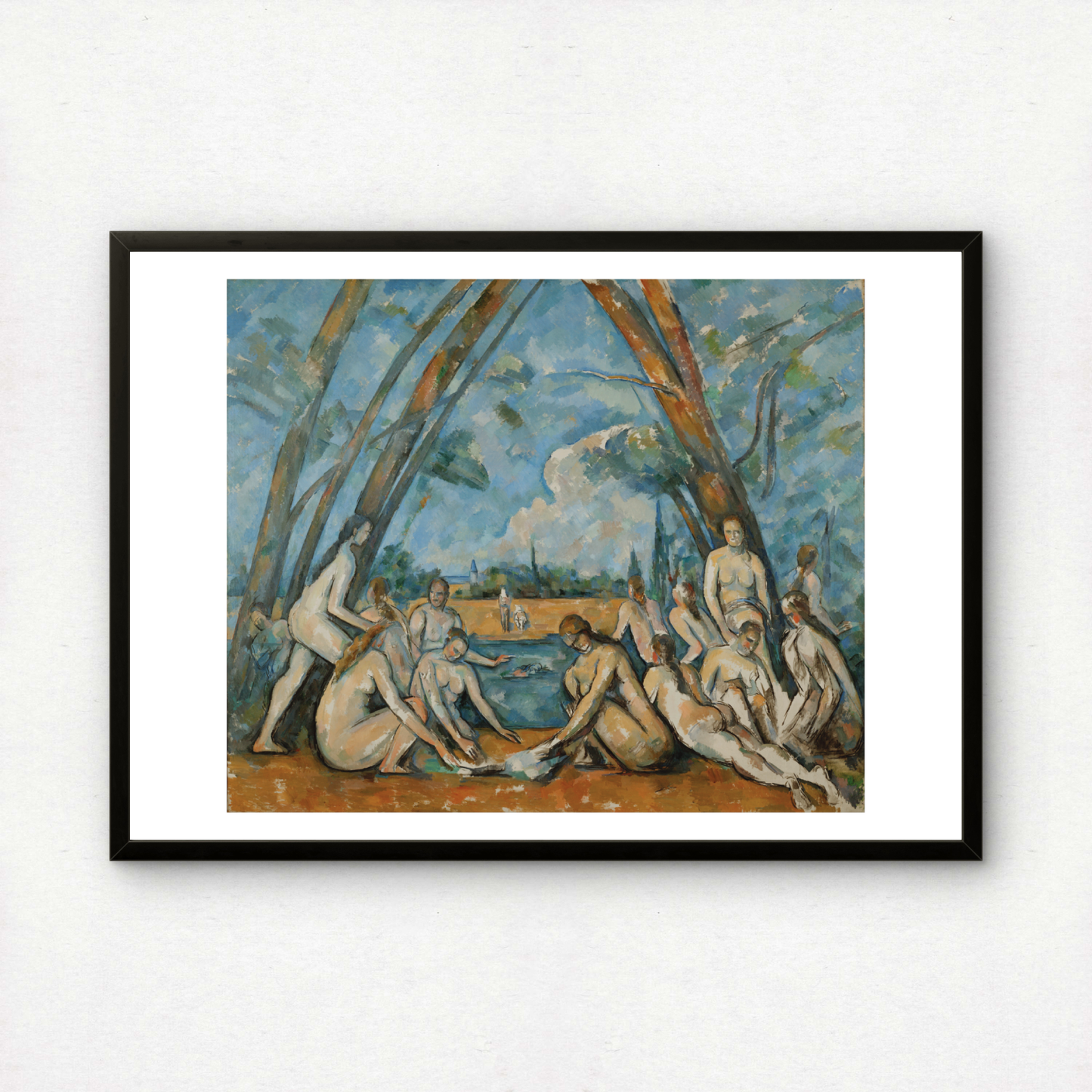 The Large Bathers by Paul Cezanne Print with Border | Premium Giclee Art Print | Post-Impressionist Wall Art | Museum Quality Fine Art Print