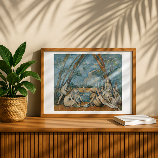 The Large Bathers by Paul Cezanne Print with Border | Premium Giclee Art Print | Post-Impressionist Wall Art | Museum Quality Fine Art Print