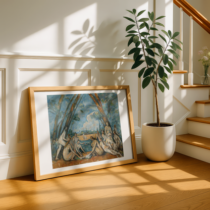 The Large Bathers by Paul Cezanne Print with Border | Premium Giclee Art Print | Post-Impressionist Wall Art | Museum Quality Fine Art Print