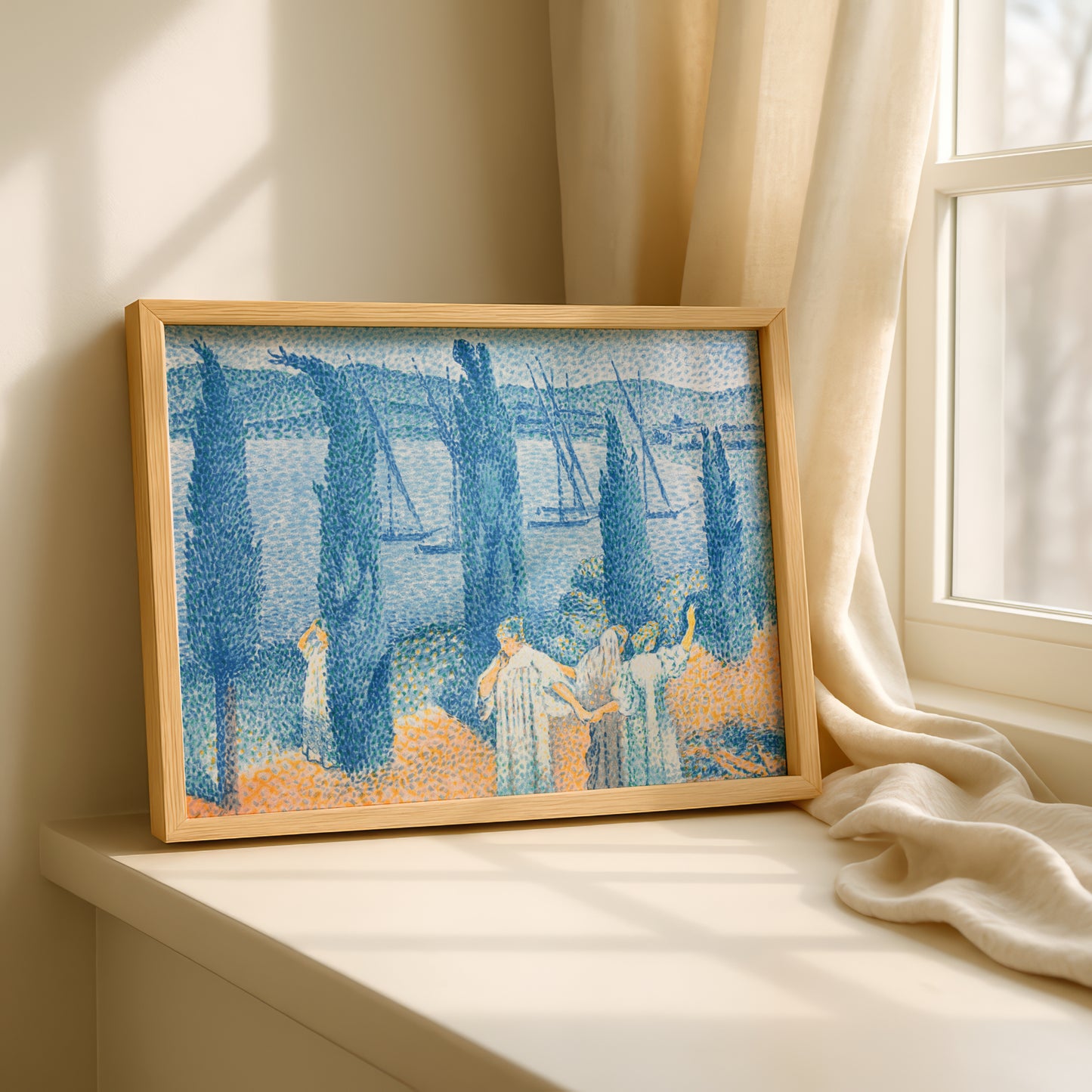 The Promenade (Landscape with Cypresses) by Henri-Edmond Cross Art Print | Pointillism Giclee Reproduction | French Neo-Impressionist Wall Decor