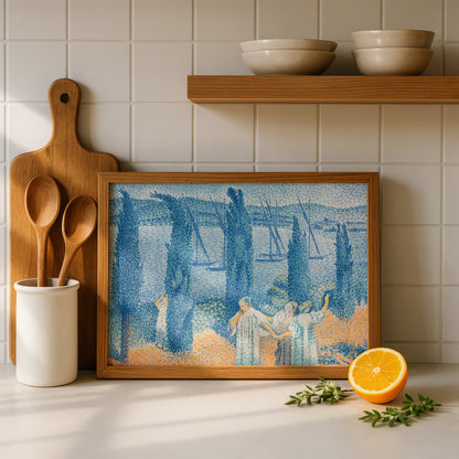 The Promenade (Landscape with Cypresses) by Henri-Edmond Cross Art Print | Pointillism Giclee Reproduction | French Neo-Impressionist Wall Decor