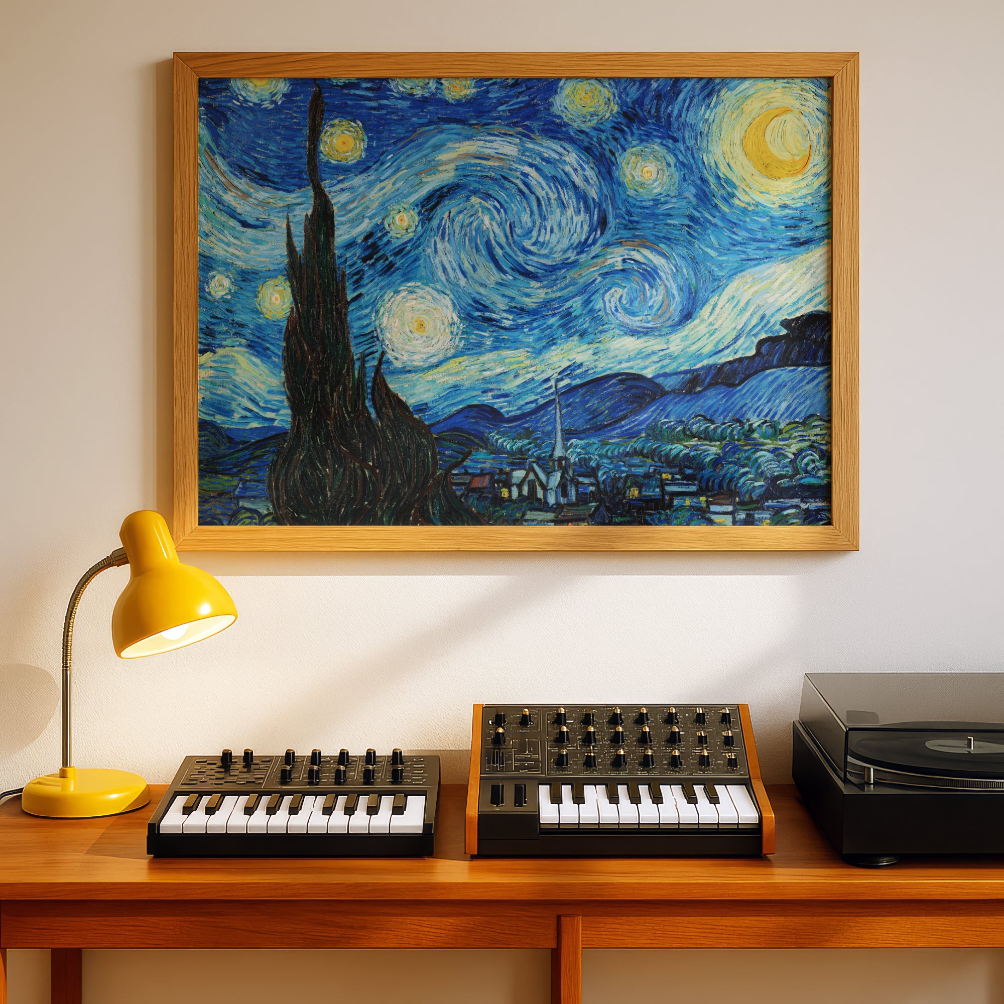 The Starry Night By Vincent Van Gogh - ARTCANVAS Rectangle 1889 Canvas Art Print, Stretched And Framed, Ready To Hang