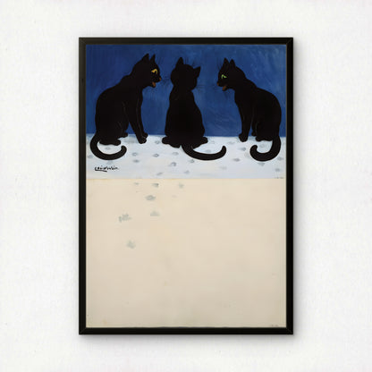 Louis Wain Cats in Snow Print | Cat Poster | Giclée Fine Art Print | "Three in the Snow"