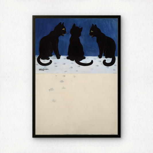 Louis Wain Cats in Snow Print | Cat Poster | Giclée Fine Art Print | "Three in the Snow"