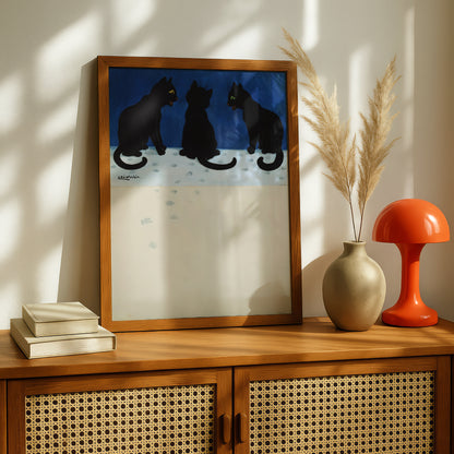 Louis Wain Cats in Snow Print | Cat Poster | Giclée Fine Art Print | "Three in the Snow"