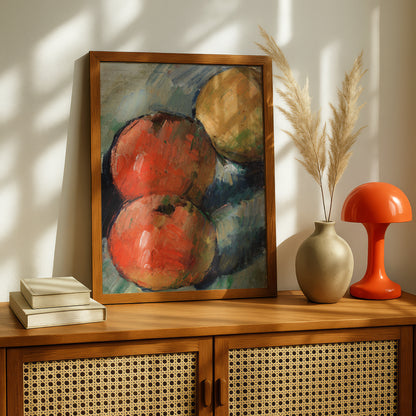 Three Apples by Paul Cezanne Print | Premium Giclee Art Print | Post-Impressionist Wall Art | Museum Quality Reproduction | Fine Art Print