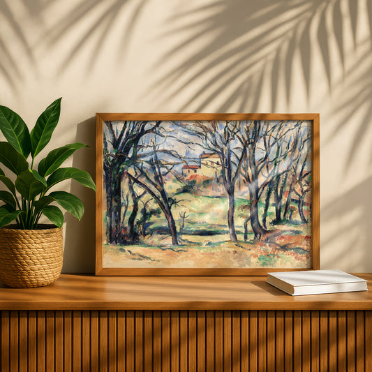 Trees and Houses Near the Jas de Bouffan by Paul Cezanne Print | Premium Giclee Art Print | Post-Impressionist Wall Art | Museum Quality Art Print