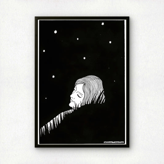 Woman Asleep Under Stars by William T Horton | Premium B&W Art Print