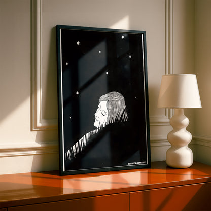 Woman Asleep Under Stars by William T Horton | Premium B&W Art Print