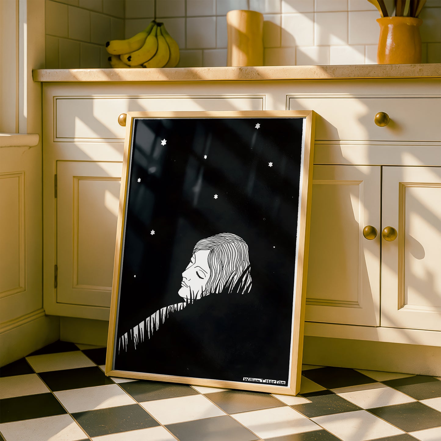 Woman Asleep Under Stars by William T Horton | Premium B&W Art Print