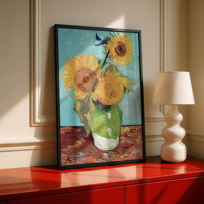 Vase with Three Sunflowers (1888) by Vincent Van Gogh | Premium Giclée Art Print | Museum Quality Wall Art