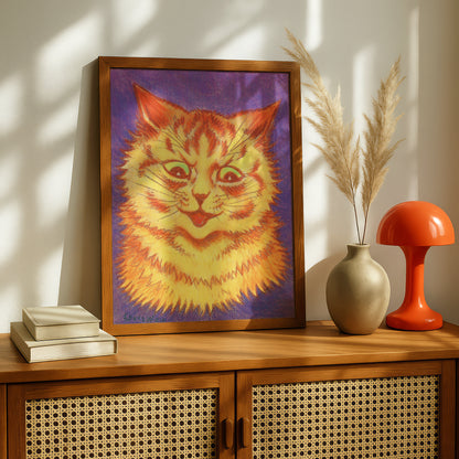Louis Wain: Yellow Cat Art Poster | Fine Art Giclée Print | "Who Said Mice?"