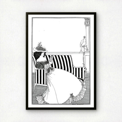 Woman Reading by Aubrey Beardsley | Premium B&W Art Print