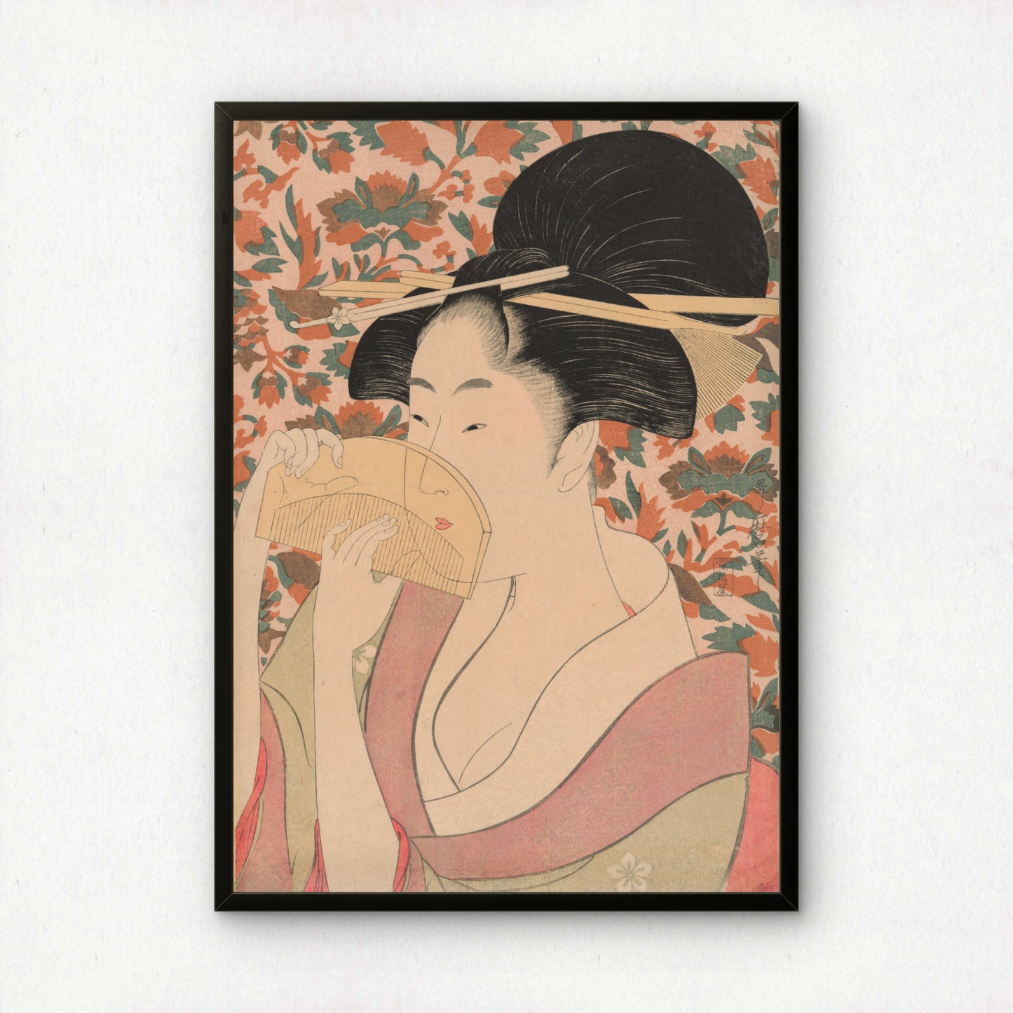 Woman Holding a Tortoise-Shell Hair-Comb by Kitagawa Utamaro | Premium Art Print