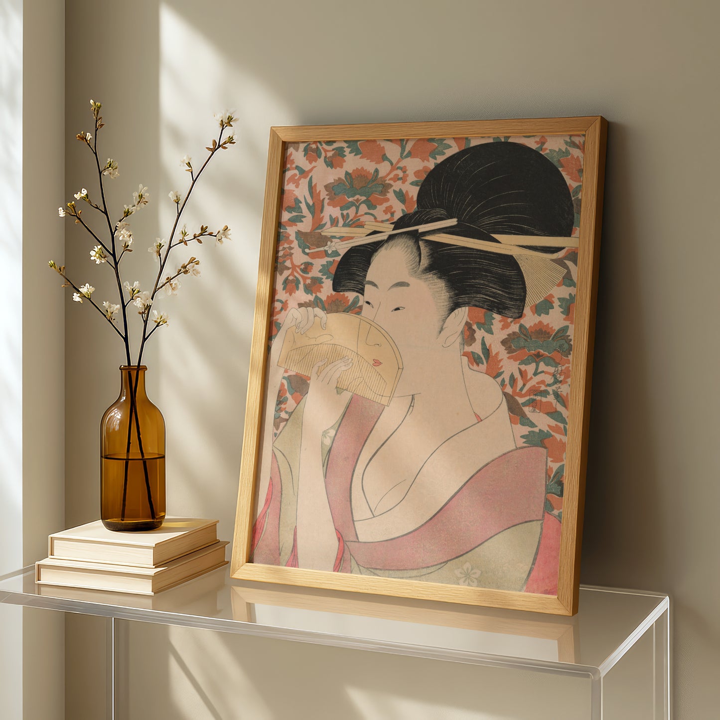 Woman Holding a Tortoise-Shell Hair-Comb by Kitagawa Utamaro | Premium Art Print