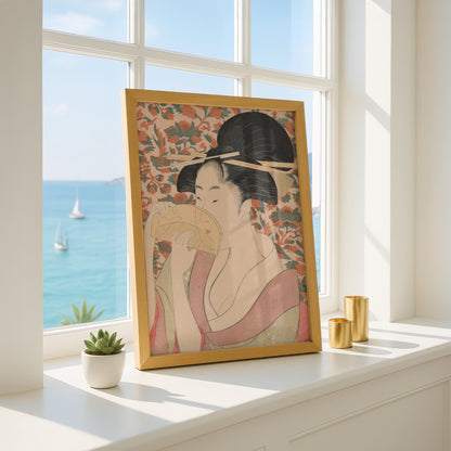 Woman Holding a Tortoise-Shell Hair-Comb by Kitagawa Utamaro | Premium Art Print