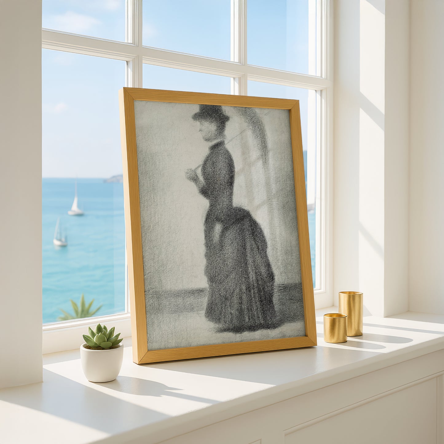 Woman Walking with a Parasol by Georges Seurat | Fine Art Print