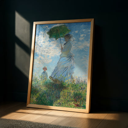 Monet Woman with a Parasol Art Print | Giclee Fine Art Reproduction | Impressionist Wall Decor