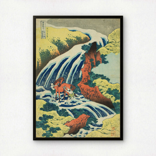 Yoshitsune's Horse-Washing Falls at Yoshino in Yamato Province by Katsushika Hokusai | Premium Art Print