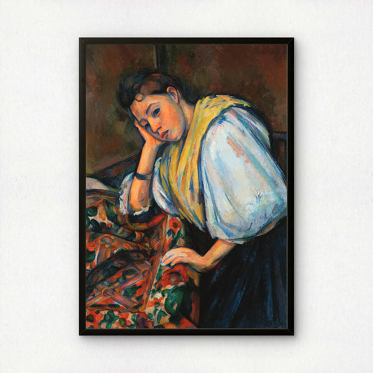 Young Italian Woman at a Table by Paul Cezanne Print | Premium Giclee Art Print | Post-Impressionist Wall Art | Museum Quality Fine Art Print