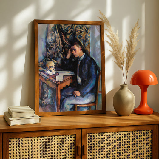 Young Man and Skull by Paul Cezanne Print | Premium Giclee Art Print | Post-Impressionist Wall Art | Museum Quality Reproduction | Fine Art Print